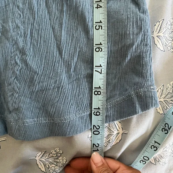 Madewell Semi-Sheer Shirred V-Neck Top Blue Long Sleeve NM647 FA23 Women M - Image 8