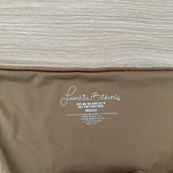 Frankies Bikinis Medium Suki Crushed Velvet Set Tan Beige Swim Minimal Cheeky - Image 7