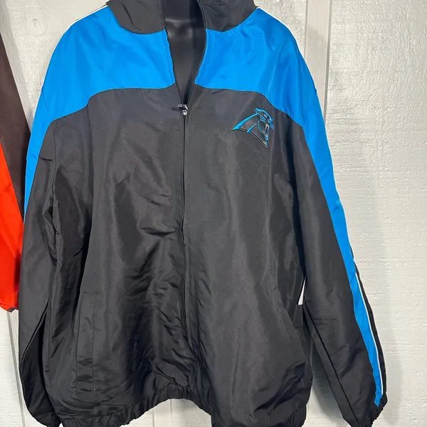NFL Carolina Panthers Blue and Black Full Zip Windbreaker Size XL NWOT - Image 2