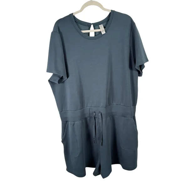 Spanx Air‎ Essentials Short Sleeve Romper Storm Blue Modal Womens Plus 3x - Image 2