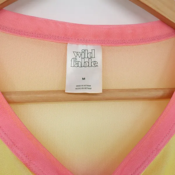 Wild Fable Crop Top Womens M Ombre Pink Orange Yellow Ruched Mesh Excellent - Image 2