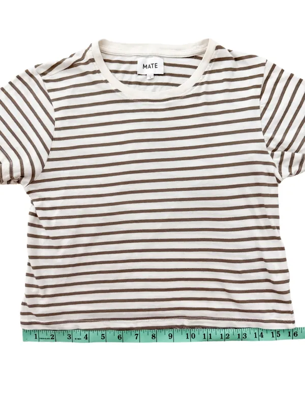 MATE the Label Cropped Striped Crewneck Tee Olive S - Image 7