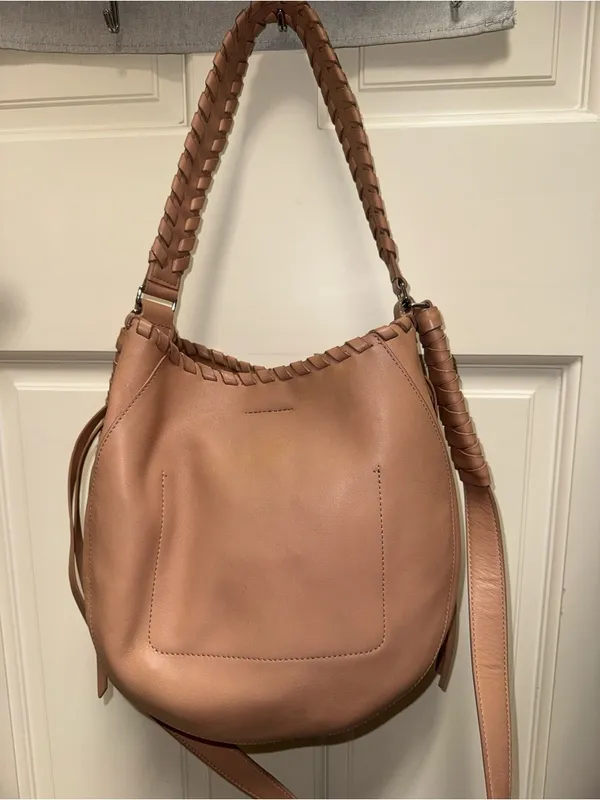 AllSaints Nude Pink Courtney Hobo Bag - Image 13