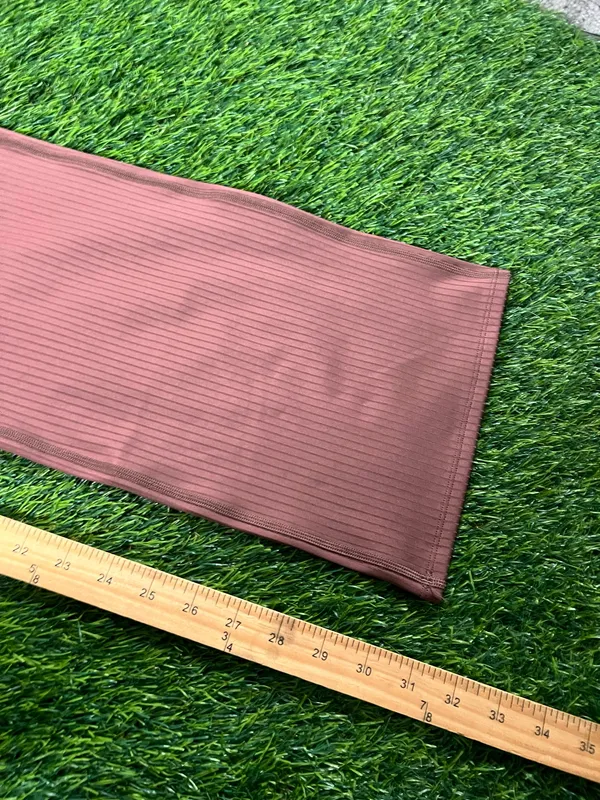 Vuori Ribbed Crossover Waist Flare Leggings Mauve Brown Size Small - Image 8
