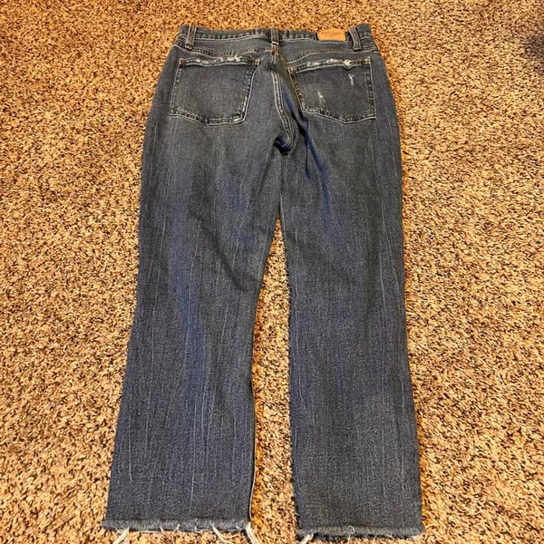 Abercrombie Fitch Mom Jeans Distressed Ripped Blue Denim‎ Size 28 Cropped - Image 7