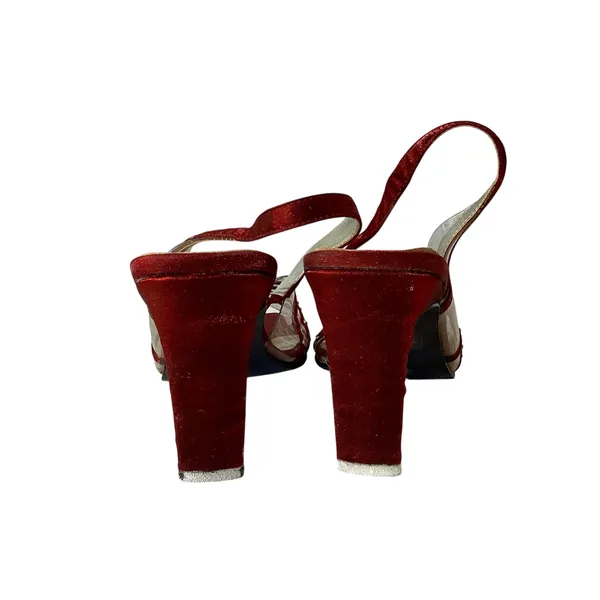 Vintage Miliani Red Satin Sandals Size 7.5 - Image 5