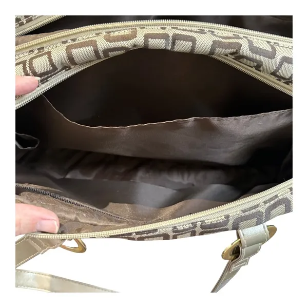 Geometric Square Tote Cosmetic Bag 3pc Set Gold‎ Bronze Metallic MCM Travel - Image 11