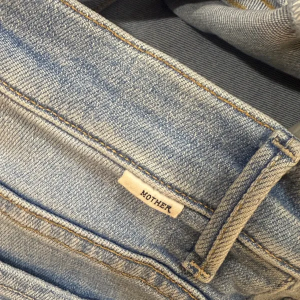 MOTHER Light Blue Flare Jeans The Insider Crop Strep Fray - Image 5