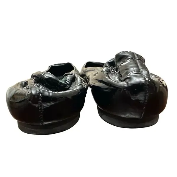 Torry Burch Patent Flat Ballet Black Leather Shoes Size 9Mp - Image 8