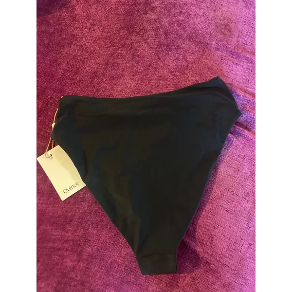QUINCE High Rise High Leg Bikini Bottom MINIMALIST Black Size Medium M NWT NEW - Image 5