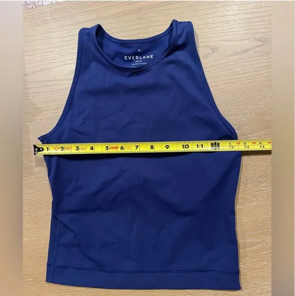 Everlane Perform Athletic Womens Royal Blue Crop Built In Bra Knit Tank Top - Image 5