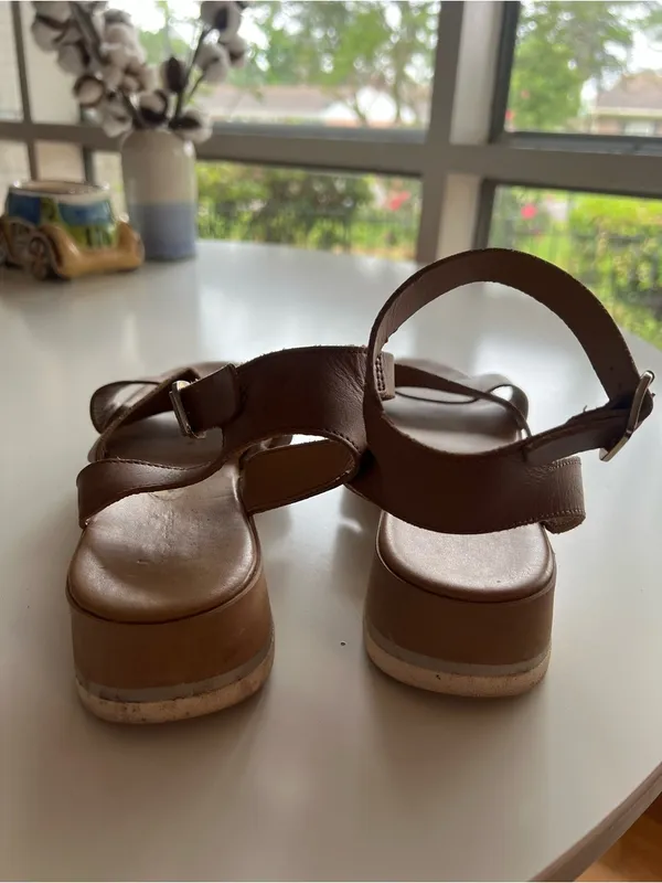Mila Paoli Women's Sz 9 Ankle Strap Platform Sandals Brown Leather Made in Italy - Image 4