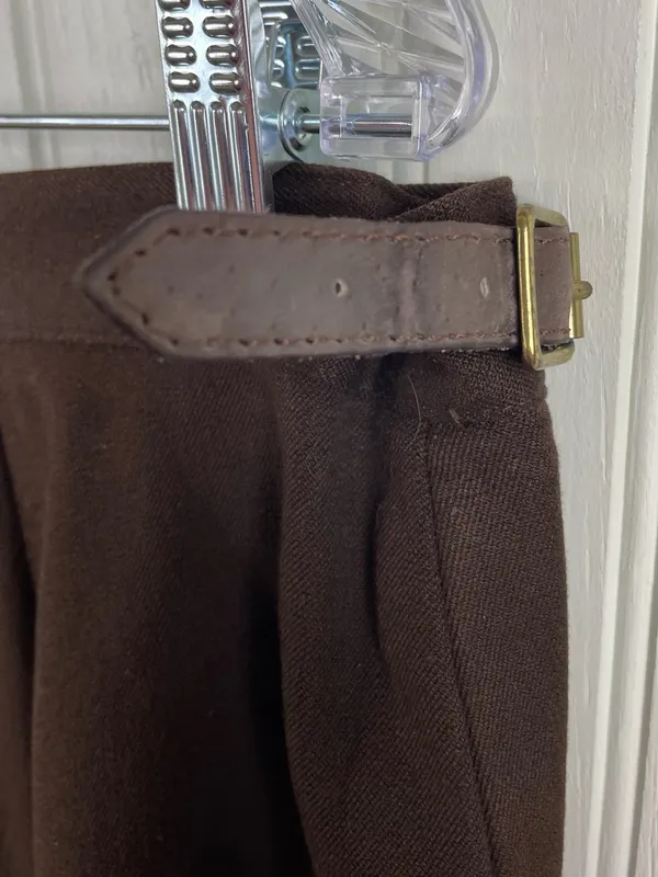 Vintage Lauren Ralph Lauren Brown Pleated Trousers Size 16 Buckle Equestrian - Image 8