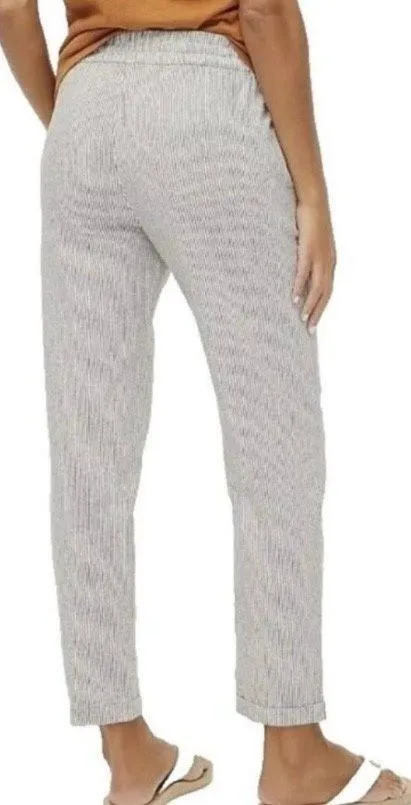 J.Crew Factory Striped Linen Cotton Blend Drawstring Pant Size 2 Pull On - Image 2