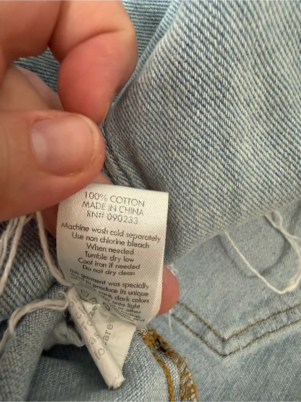 PacSun Woman’s Size 25 Light Blue Denim Mini Skirt with Frayed Hem - Image 3