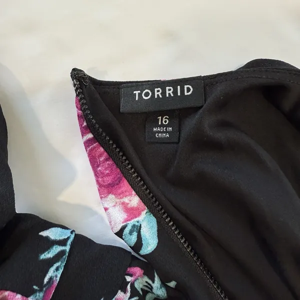 Torrid Black Pink Floral Georgette Sleeveless‎ Maxi Dress Size 16 - Image 12