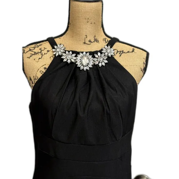 China Doll Embellished Evening Dress Small Black Polyester Crystal Beaded - Image 5