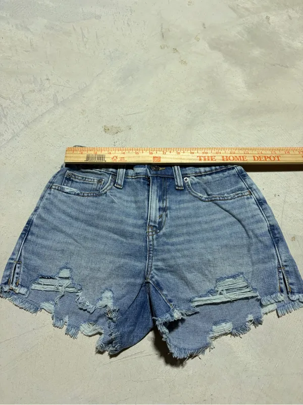 Aerie NWT Distressed Light Blue Denim Shorts XXS MSRP$59 - Image 6