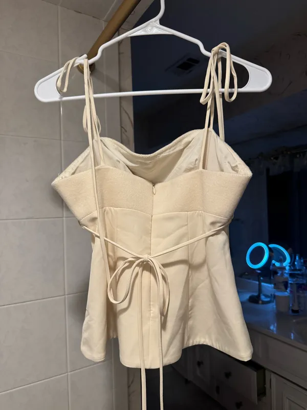 LENA Ivory Suede Skirt Set Tan - Image 4