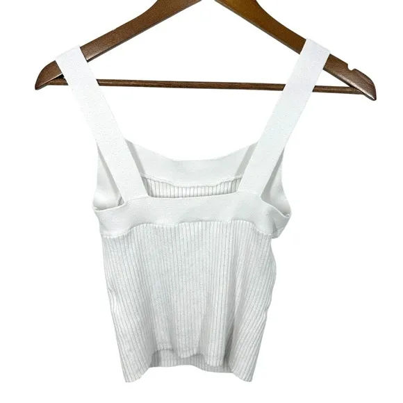 Abercrombie & Fitch‎ White Ribbed Knit Sweetheart Tank Top Sweater Casual Preppy - Image 2