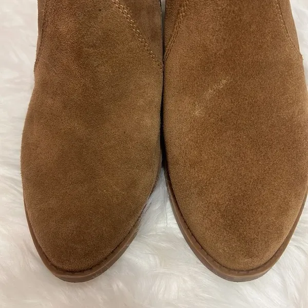 LUCKY BRAND Suede‎ Toffee Ankle Booties Zip Sides Womens 8 D18 - Image 5