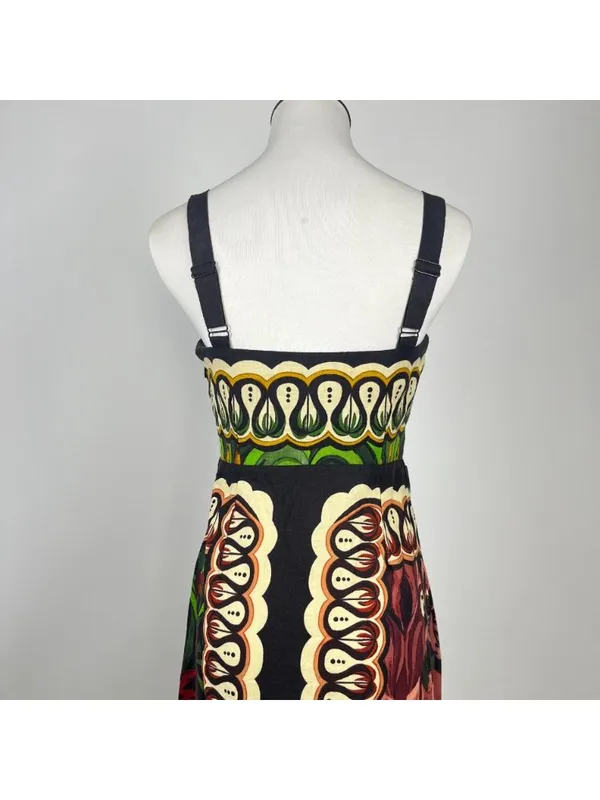 NWOT Farm Rio Multicolor Sleeveless Linen Blend Floral Midi Dress Size XS - Image 7