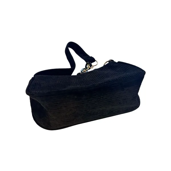 SHEIN Black Corduroy Small Shoulder Bag with Plastic Chain Accent - Image 5
