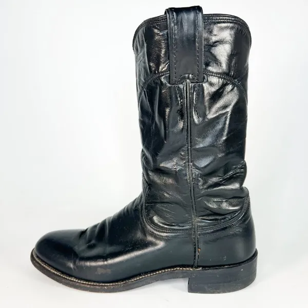 Justin Boots Original Roper Black Leather Western Cowboy Boots Women 6 - Image 7