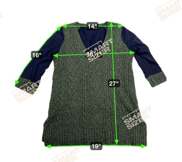 Pilcro and the Letterpress Dually Clad Wool Cable Knit Sweater Green/Navy Size L - Image 6