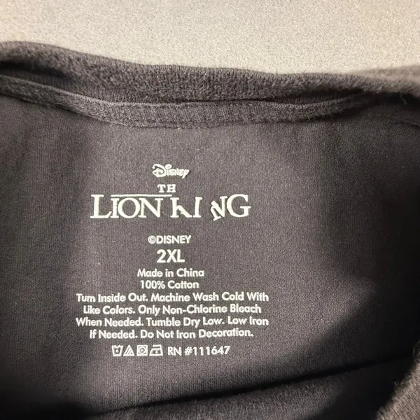 Disney The Lion King Graphic T-Shirt Gray Raw Hem Cropped Simba Scar 2XL - Image 3