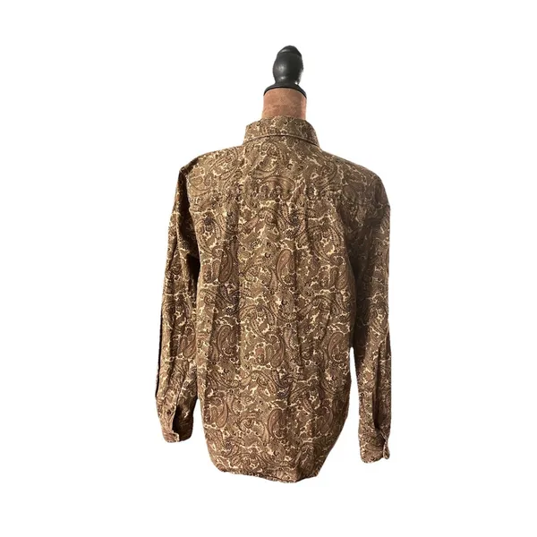 Ralph Lauren Paisley Button Down Shirt Brown Multicolor Long Sleeve Small - Image 3