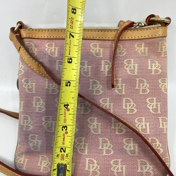 Dooney & Bourke Light Red Tan Fabric Crossbody Bag - Image 4