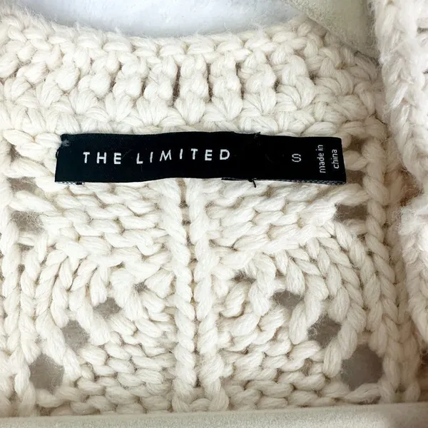 The Limited Vintage Y2K Crochet Knit Sweater Cardigan Size Small Chunky Cream - Image 8
