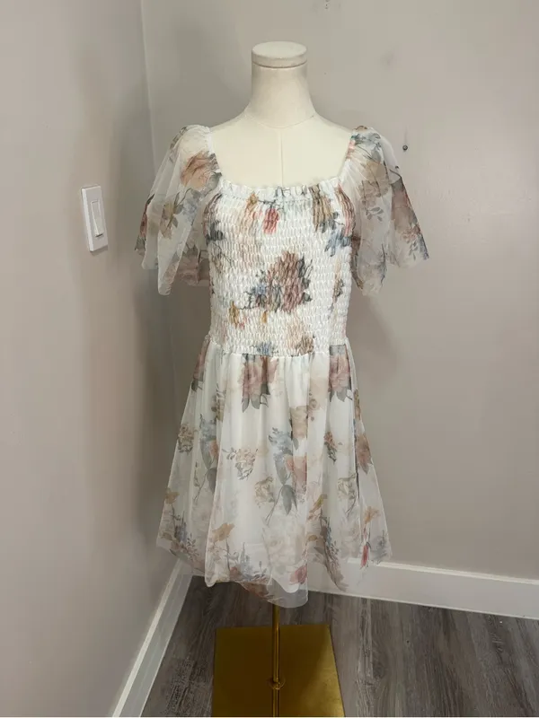 Tivoli Tulle Short Dress - White Floral - Baltic Born XL - Image 2