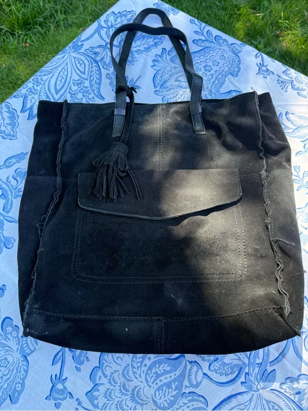 MNG Mango Black Tote Handbag Tassel Lined Inner Pockets purse pocketbook - Image 11