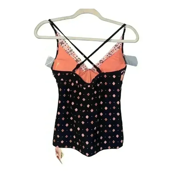 Seafolly Inka Gypsy‎ Black/Pink V-Neck Tankini, Size 6 - Image 3