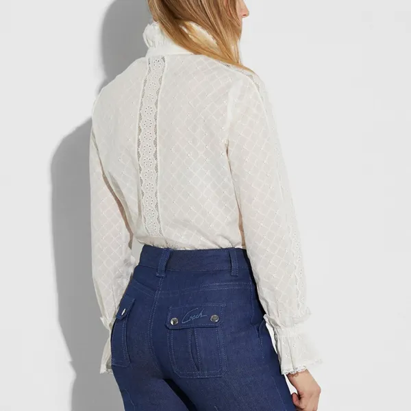 Coach Broderie Anglaise Lace Long Sleeve Cottagecore Minimalist Coquette Regency - Image 2