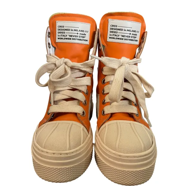 EUC Cristian Zerotre Calipso 300 Flame High Top Platform Sneakers Sz 39 Orange - Image 2