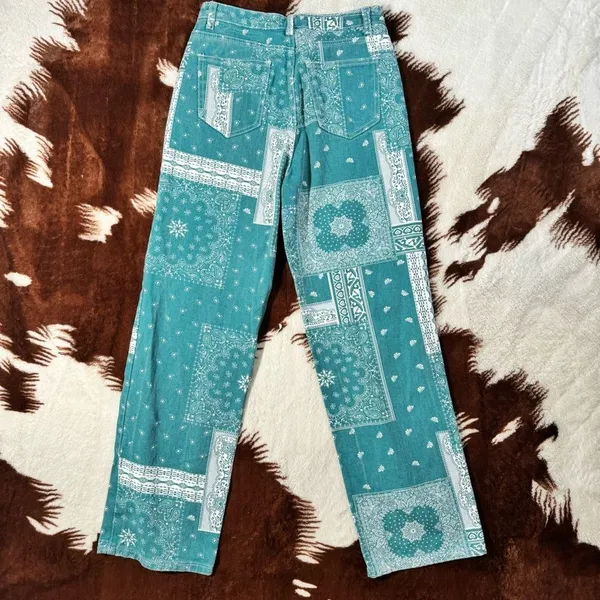 Paisley & Scarf Print Straight Leg Jeans - Image 7