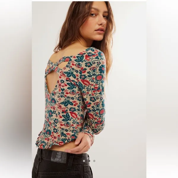 Free People Melanie‎ Long Sleeve Top medium cottagecore boho layered - Image 2