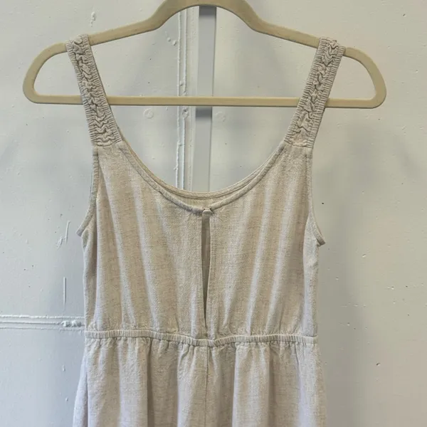 Princess Polly Oatmeal Beige Linen Blend Romper Sleeveless Braided Straps Size 4 - Image 5