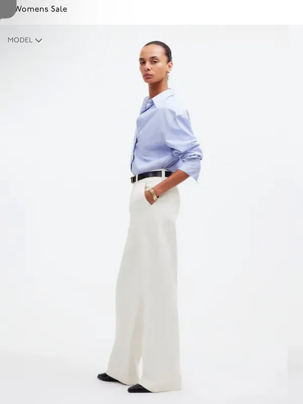 Madewell The Harlow White Wide-Leg Pants Size 30 - Image 4