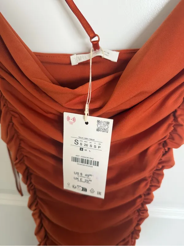NWT Zara Ruched Dress Size Small - Image 3