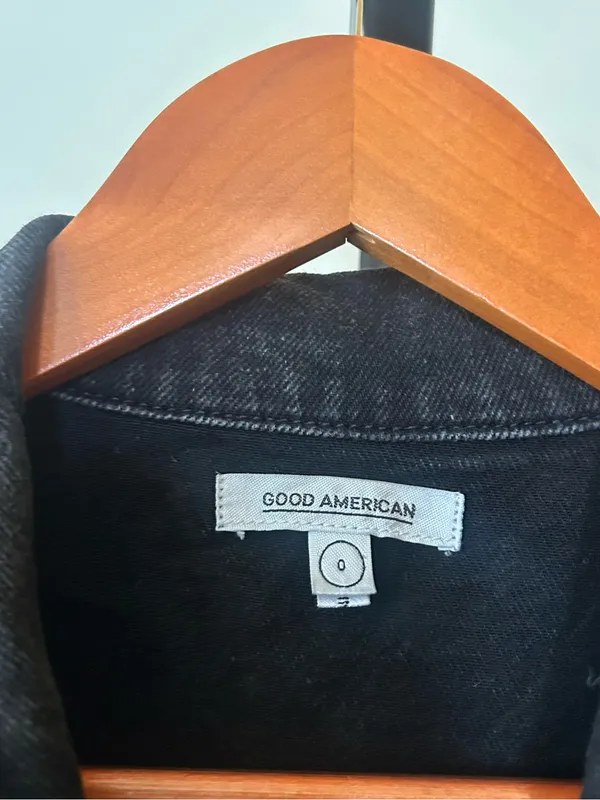 Good American Fit For Success Jumpsuit Utility‎ Short Sleeve Black Denim Size 0 - Image 4