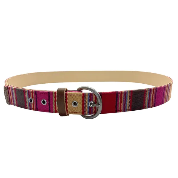 Vintage‎ Southwestern Belt Colorful Fabric Woven Striped Canvas Boho Serape XL - Image 7