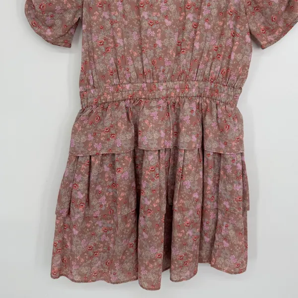LoveShackFancy Roth Dress XS Pink Floral Cottagecore Boho Ruffle Tiered‎ Mini - Image 9