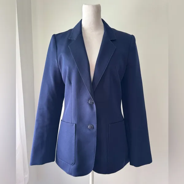 Vintage ‘80s Panther Navy Blue Single Breasted Blazer - Image 2