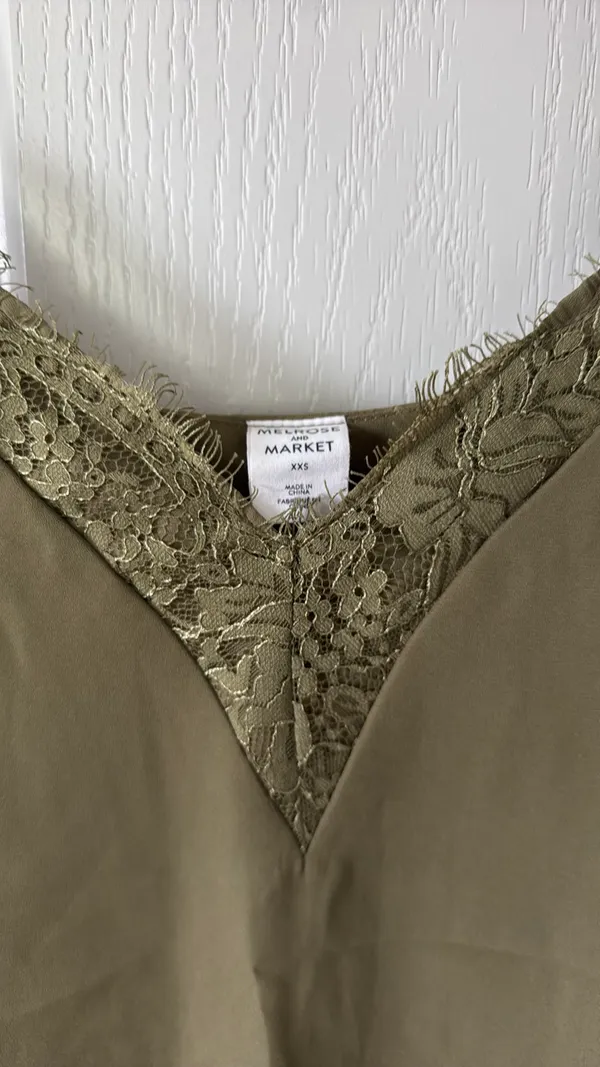 Melrose and Market Green Satin Lace Cami Tank - Image 3