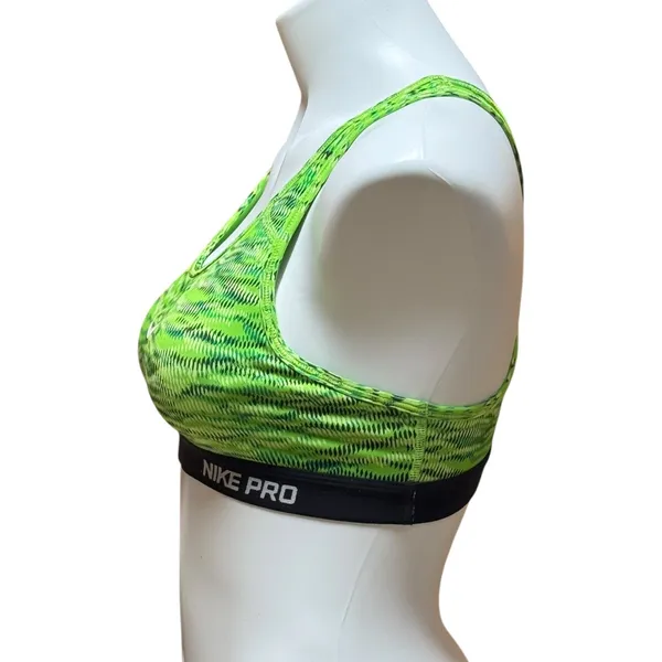 Nike Pro Dri-Fit Racerback Sports Bra Neon Green Black White Small - Image 2