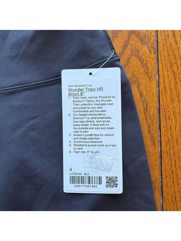 Lululemon Wunder Train Short High Rise 8” Black Size 4 NWT - Image 3